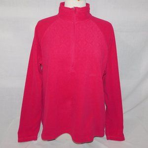 Eddie Bauer Womens XL Pink Pattern 1/4 Zip Quest Fleece Pullover Sweater